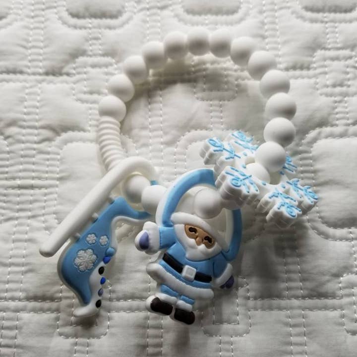 Santa and Snowflakes Silicone Teething Rattle for wholesale by D & C TOYS