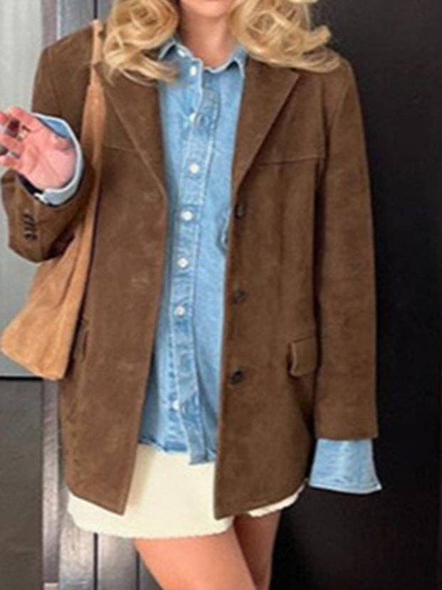 Brown Classic Jacket Notch Lapel Mid Heavy N5Z350 for wholesale on Faire1