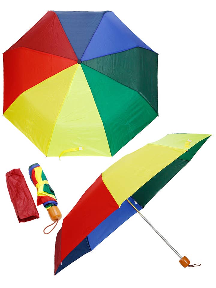 Guarda-chuva compacto manual de 8 painéis com dobra aberta e arco-íris por atacado de Cap Zone