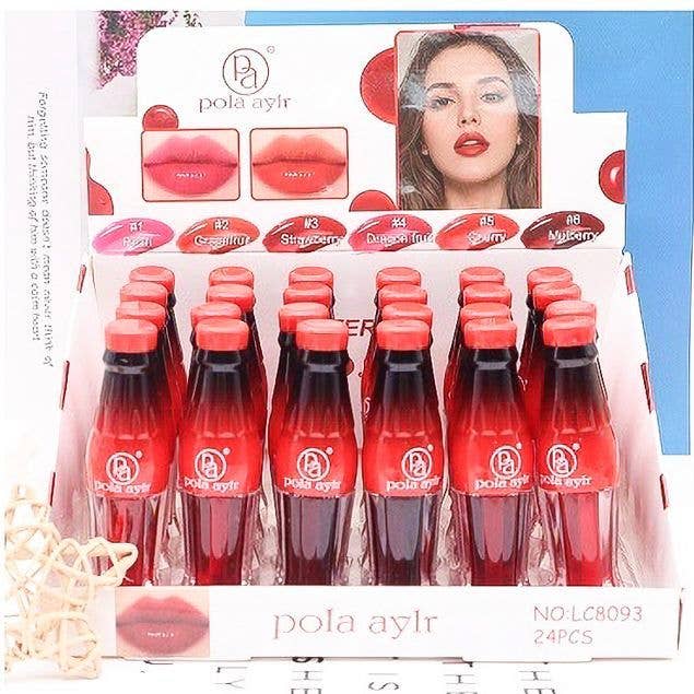 Diacly – wholesale Lip stain/dye/tint – 24pk Coke Bottle Shape Red Shade Lip Tint0