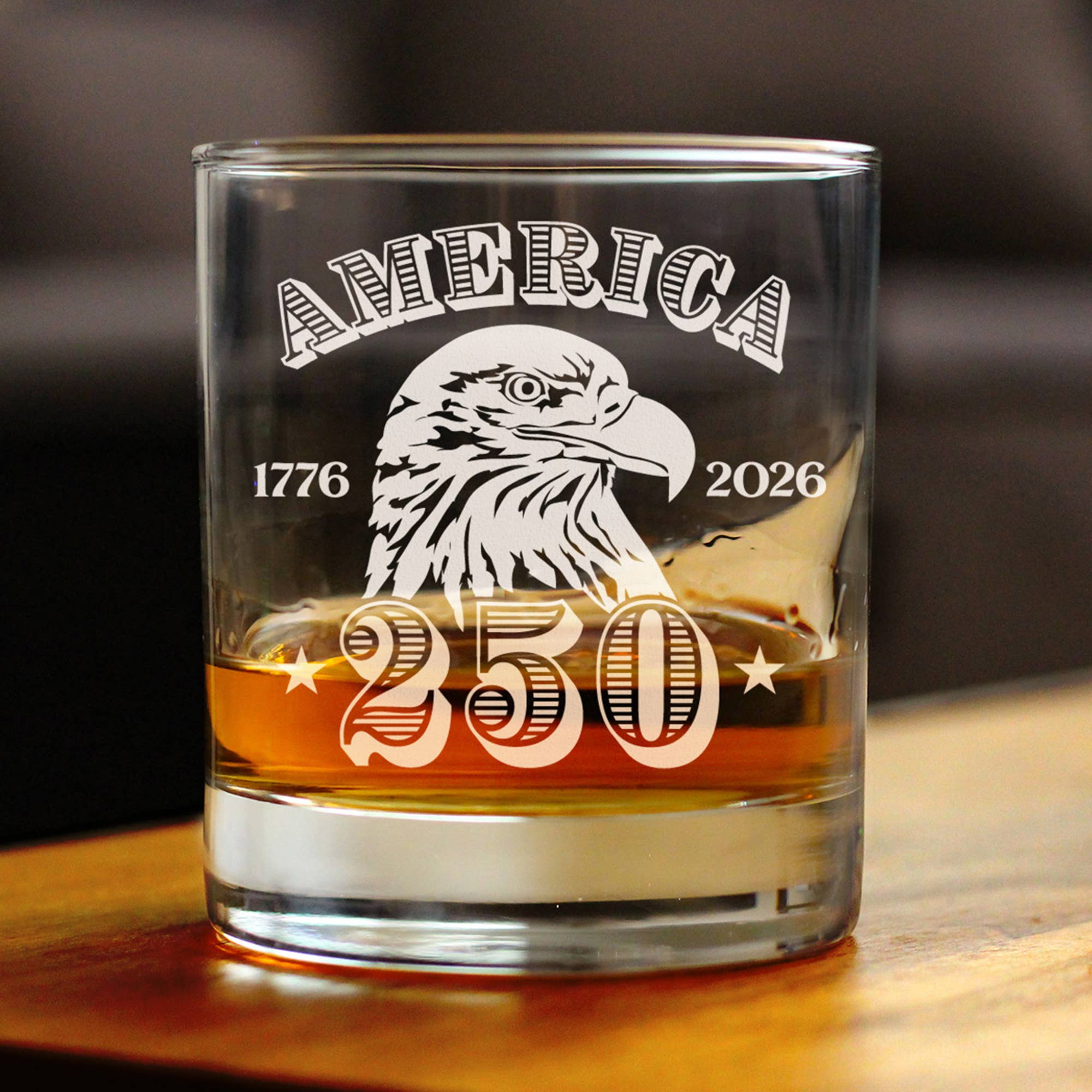 bevvee - Wholesale Cocktail/Liquor Glass - America 250 Anniversary - Whiskey Rocks Glass - Made in USA1
