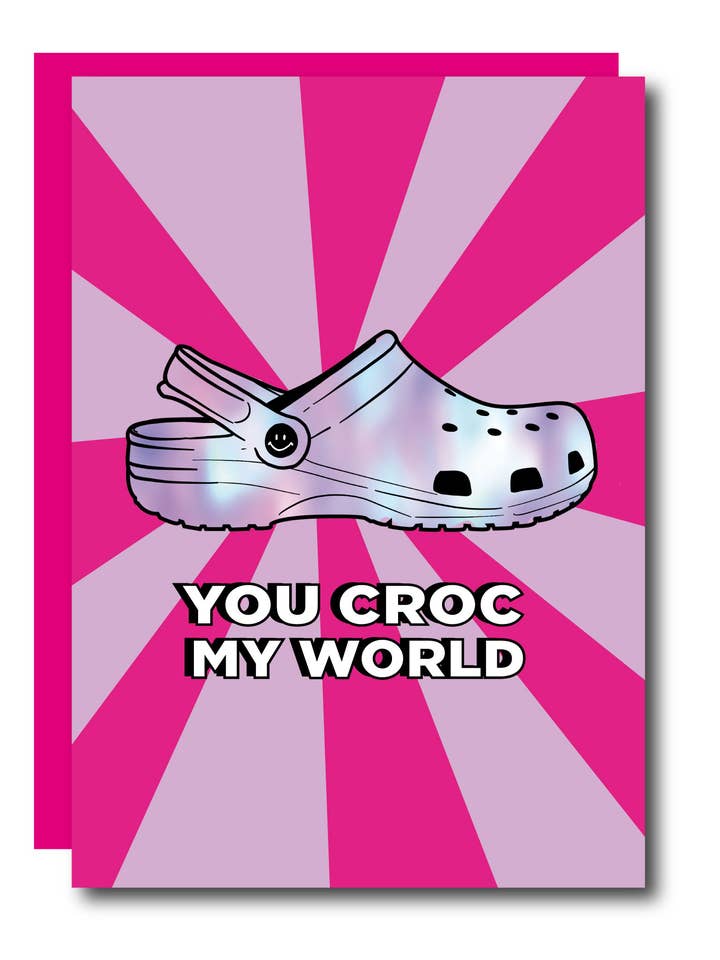 You Croc My World Grußkarte, Pink für den Großhandel von Studio Soph (We Pay Your Import Fees - We Ship DDP)