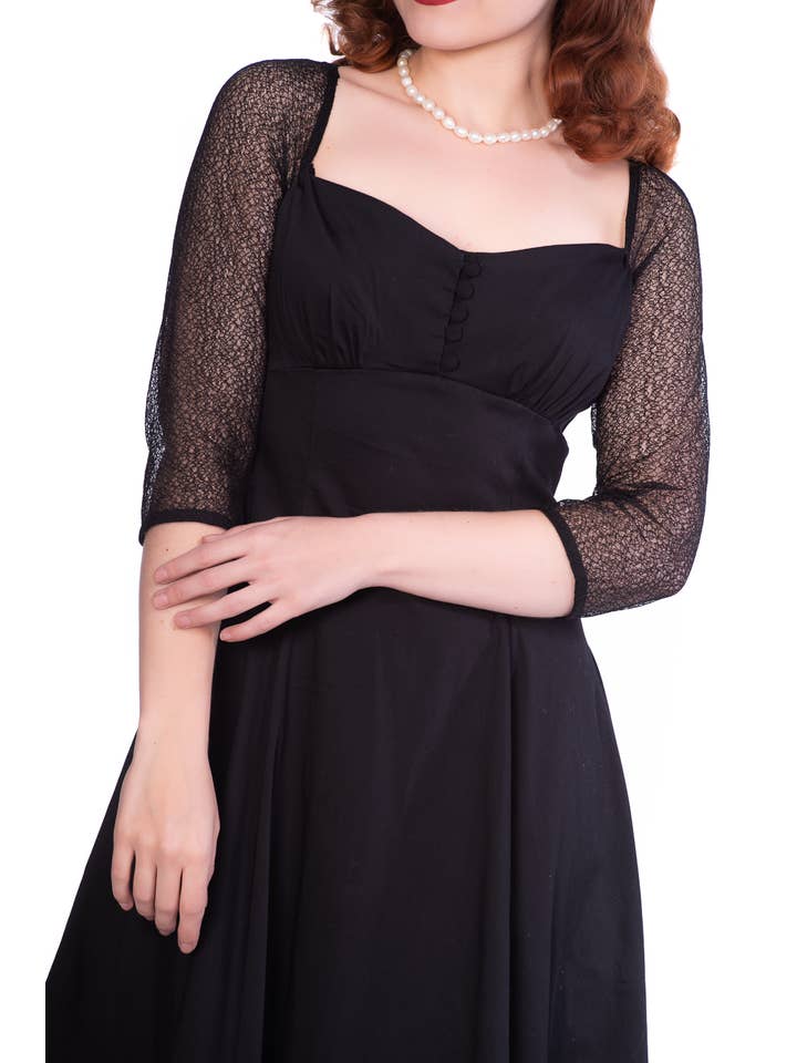 Timeless London - Wholesale Dress - Women's - Charline Black Dress with Sheer lace arms details2