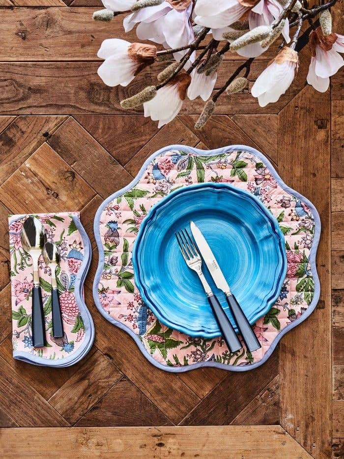 Italian Hand Painted Stoneware Plates Blue - Set of 4 for wholesale by Madame Smart Ltd