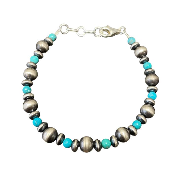 Blue Turquoise Desert Pearl Bead Bracelet Sterling Silver for wholesale by Select Lines