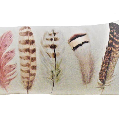 Floral/Nature/ Feathers I Extra Large Lumbar Linen Pillow for wholesale by Ox Bow Decor