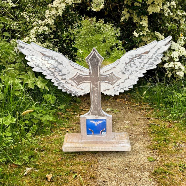 Wilco Home - Wholesale Wall Cross - Carved Wood Memorial Cross with Angel Wings and Photo Frame5