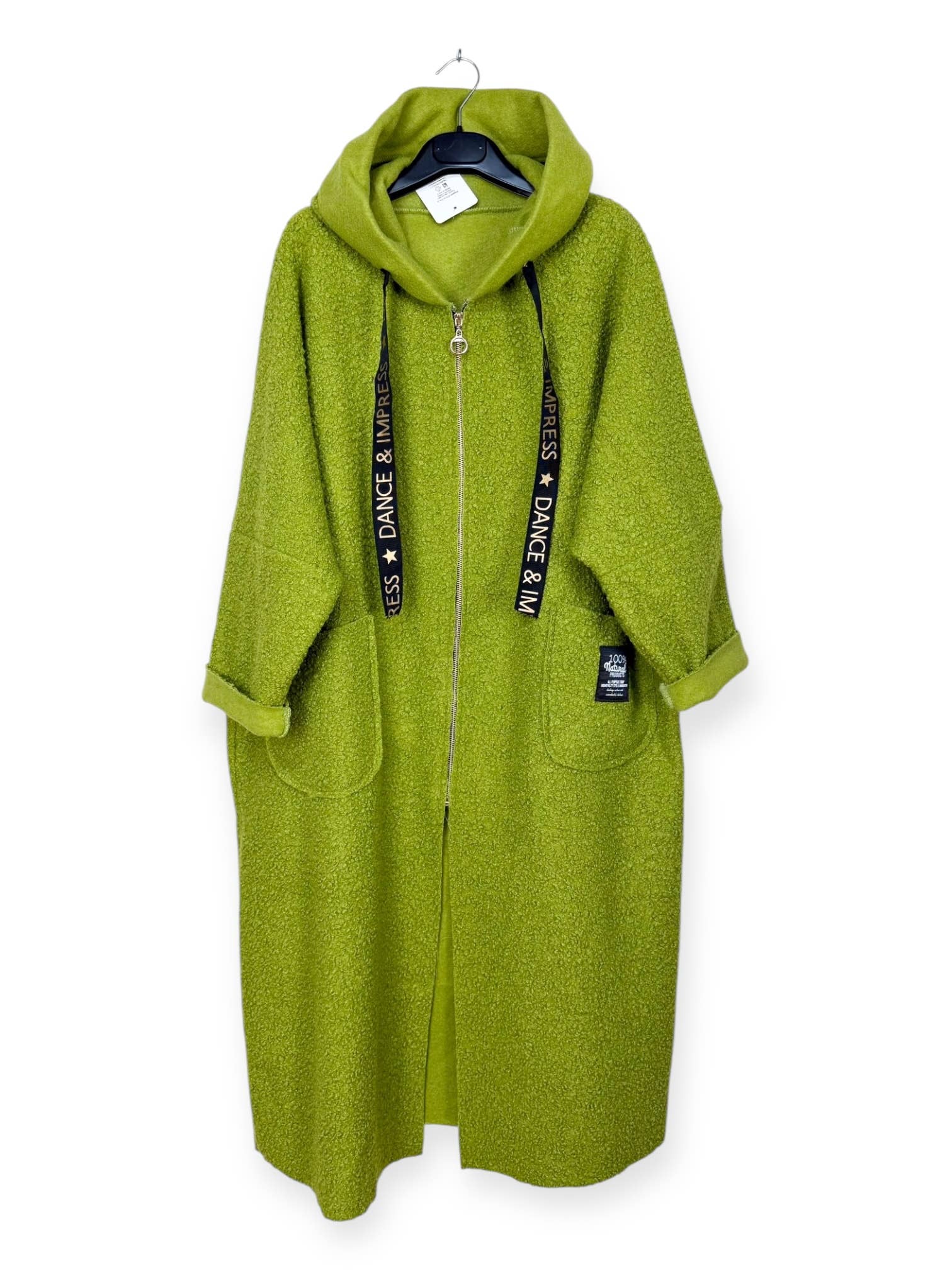 Lucky Nana - Wholesale Coat - Women's - AH 22158 - Long Coat in Bouclé Fabric10