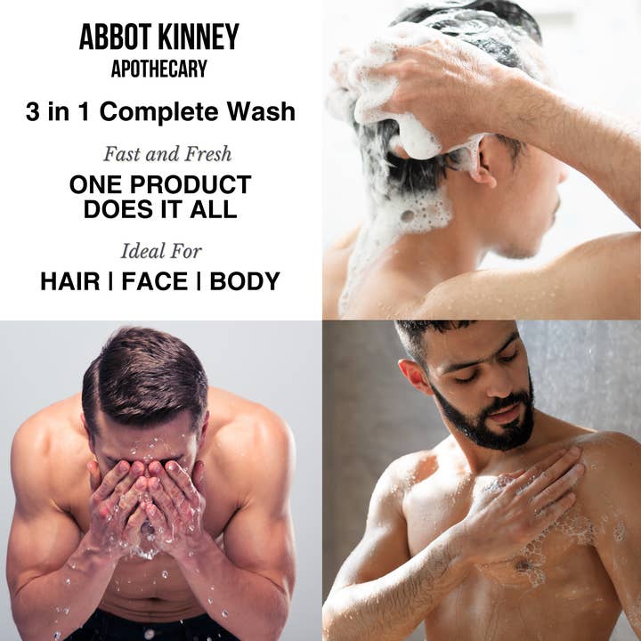 Abbot Kinney Apothecary – wholesale 2-i-1 schampo och kroppstvål – Herr – Mäns 3 i 1 schampo, balsam & kroppstvätt & tvål Tea Tree