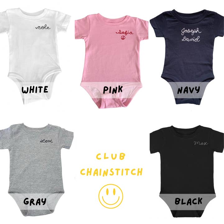 Club Chainstitch - Wholesale Bodysuit (Non-Footed) - Baby - BABY Custom Onesie with Personalized Embroidery