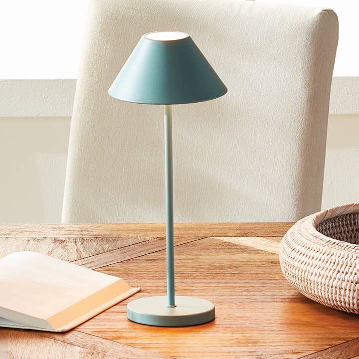 Napa Home & Garden - Wholesale Accent/Desk Lamp - Cordless Portable LED Lamp, Metal Shade, 14", Blue