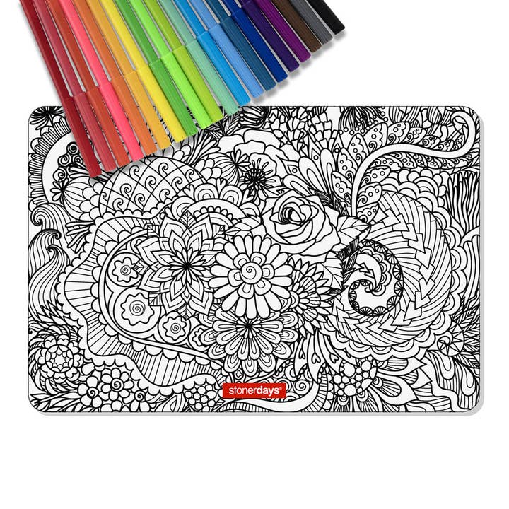 Sea of Flowers Large Creativity Mat Set for wholesale by StonerDays Apparel