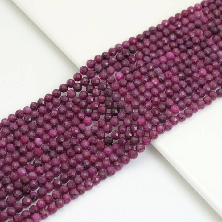 BestBeads&Beyond - Wholesale Beads - Genuine Ruby Fine Cut Round Beads, Sku#U1885