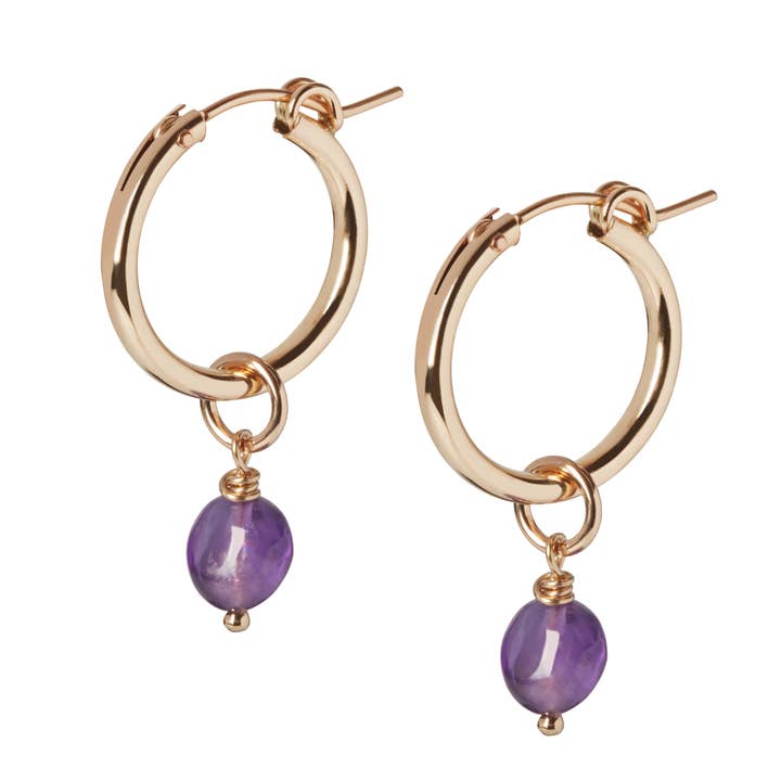 (Copy) Gold Creole Hoops with Amethyst for wholesale by Kirsty Taylor Goldsmiths