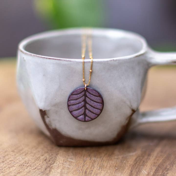 purple etched necklace for wholesale by Remnant Studios