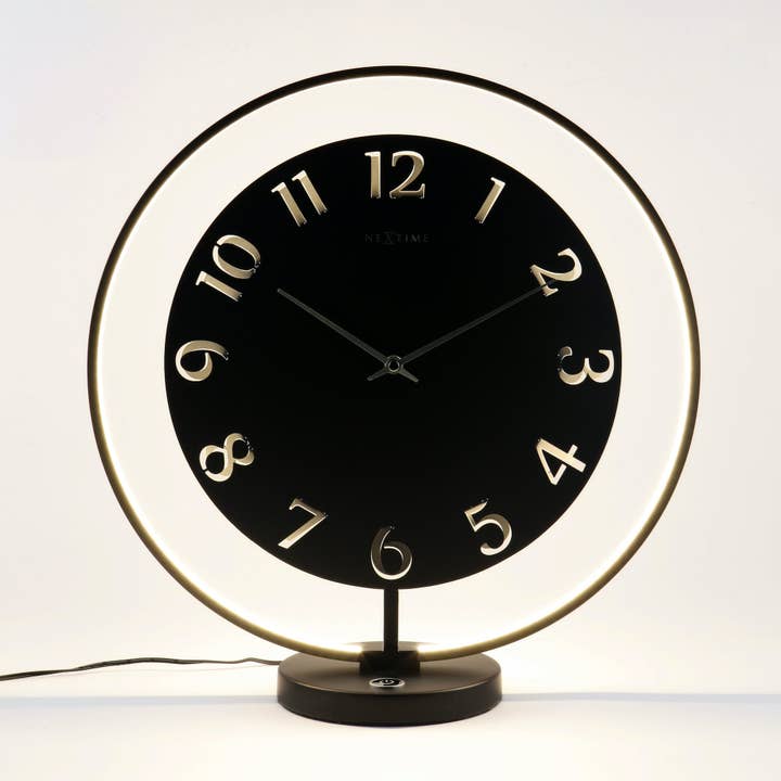 Viceni - Venta al por mayor Relojes de escritorio - Reloj de mesa grande de 40 cm, diseño moderno, color negro y plateado