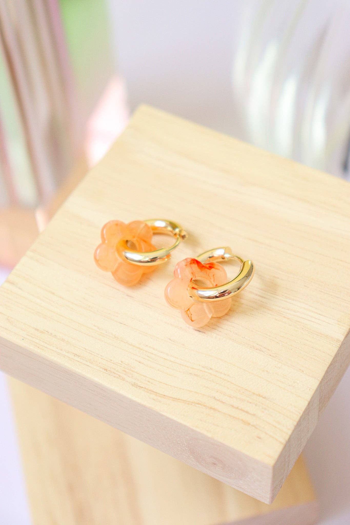 CG Home - Wholesale Dangle Earrings - Lise peach Tye and Dye earrings2