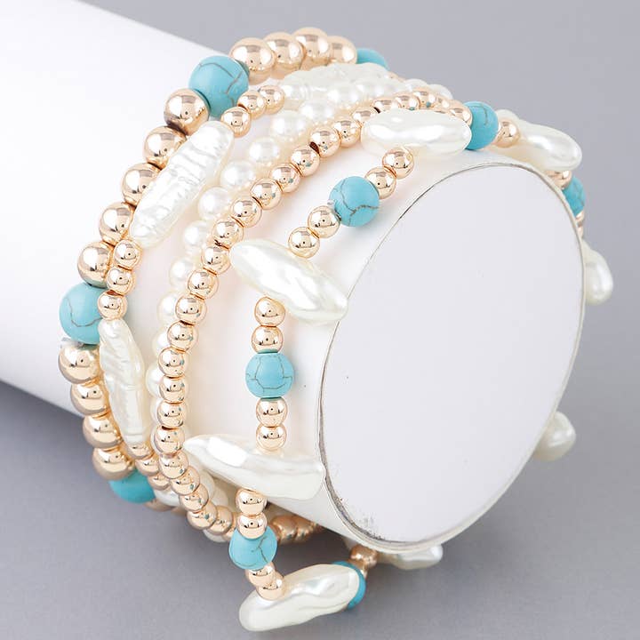 Bracciale con perline multicolore in pietra e perla per la vendita all'ingrosso da parte di 3AM BY H&D ACCESSORIES