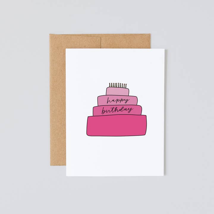 Pink Cake Ombre Happy Birthday, carte de joyeux anniversaire pour la vente par Lady Lo Design