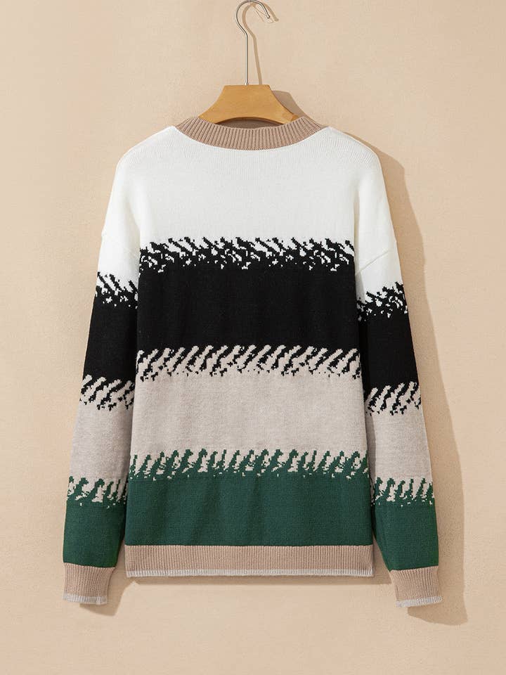 Black Sophia Pattern Drop Shoulder Sweater for wholesale on Faire1