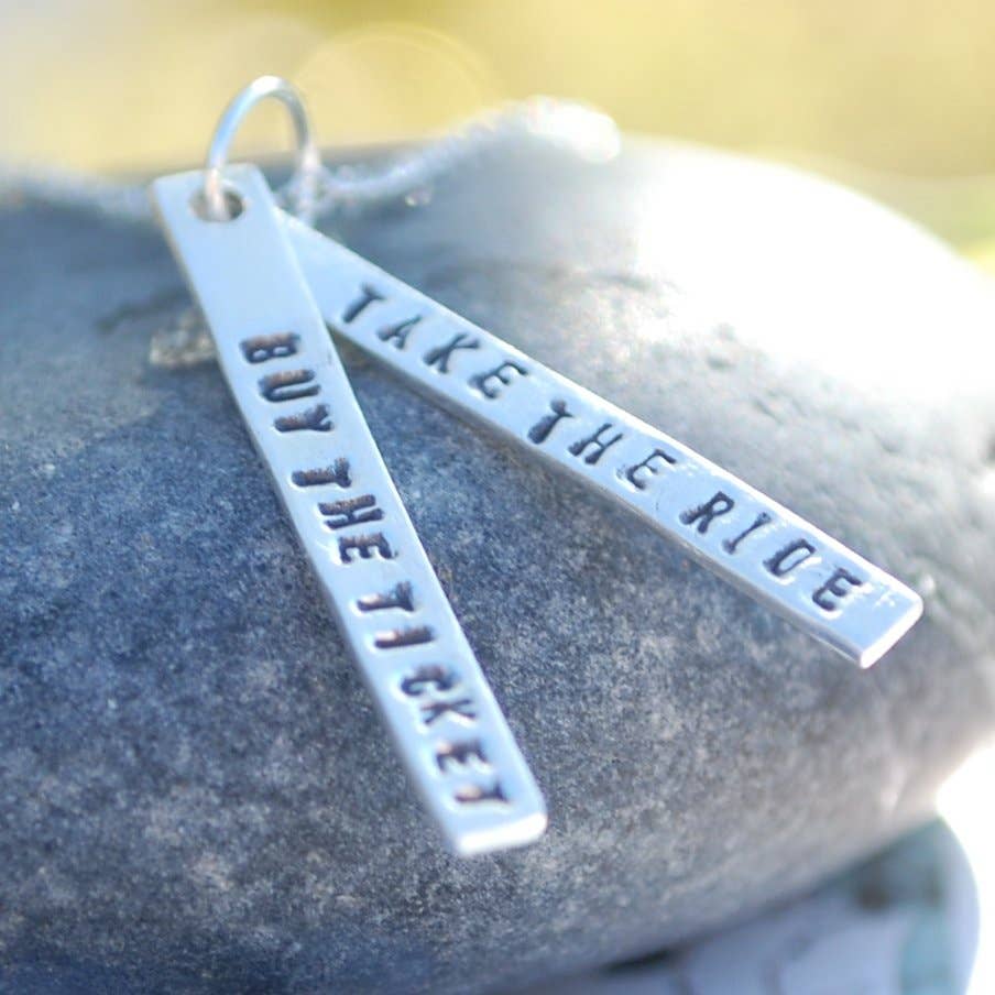 Chocolate and Steel - Wholesale Pendant/Charm Necklace - Buy the ticket, take the ride -Hunter S Thompson Quote4