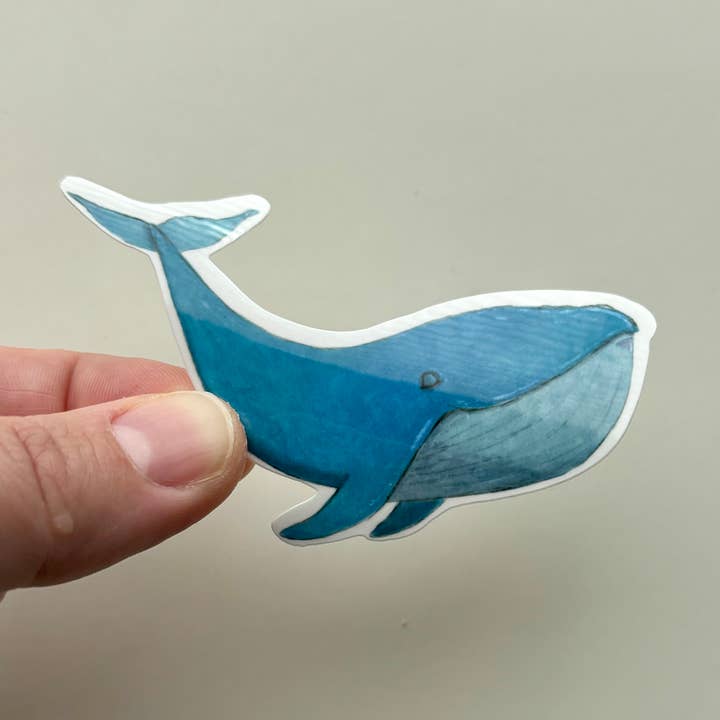 Cute Watercolor Style Whale Vinyl Sticker for wholesale by Labcraft Studio