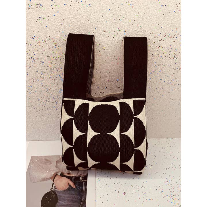 FurDecoration - Wholesale Tote Bag - Women's - Contrast Color Polka-Dot Bags Accessories Woven Handbag2
