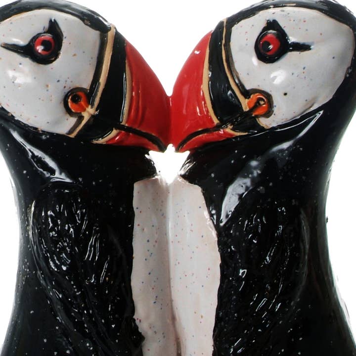 Enigma Supplies - Wholesale Decorative Figurine - Handmade Ceramic Figurine Puffins Kissing Couple Figurine