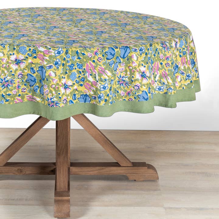 Couleur Nature - Wholesale Tablecloth - Jardin Blue & Vert | Tablecloth7