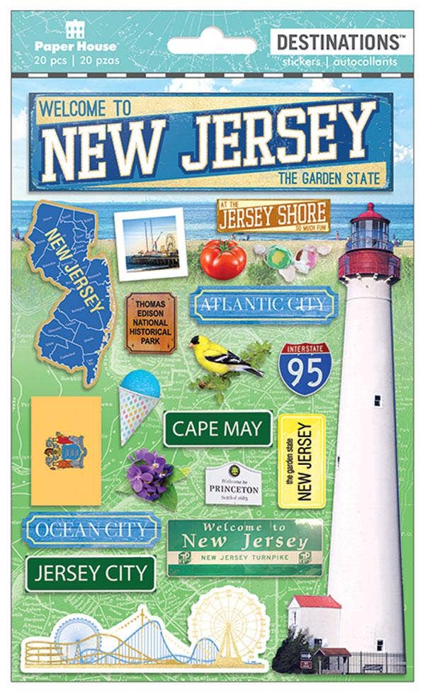 Paper House Productions - Wholesale Sticker - Travel-New Jersey Dimensional Sticker0