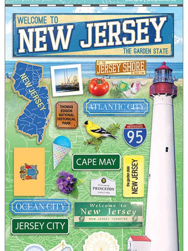 Travel-New Jersey Dimensional Sticker for wholesale by Paper House Productions