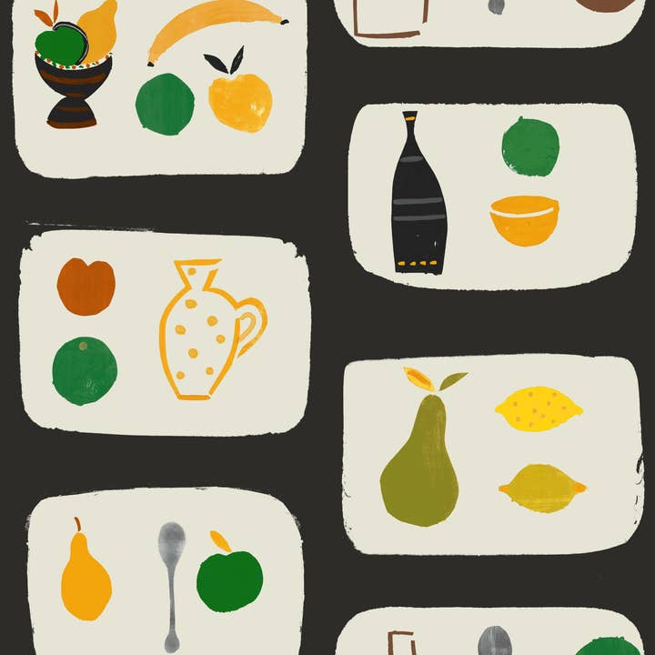 Carta da parati con frutta naive - Blackberry per la vendita all'ingrosso da parte di Sharon Jane Studio