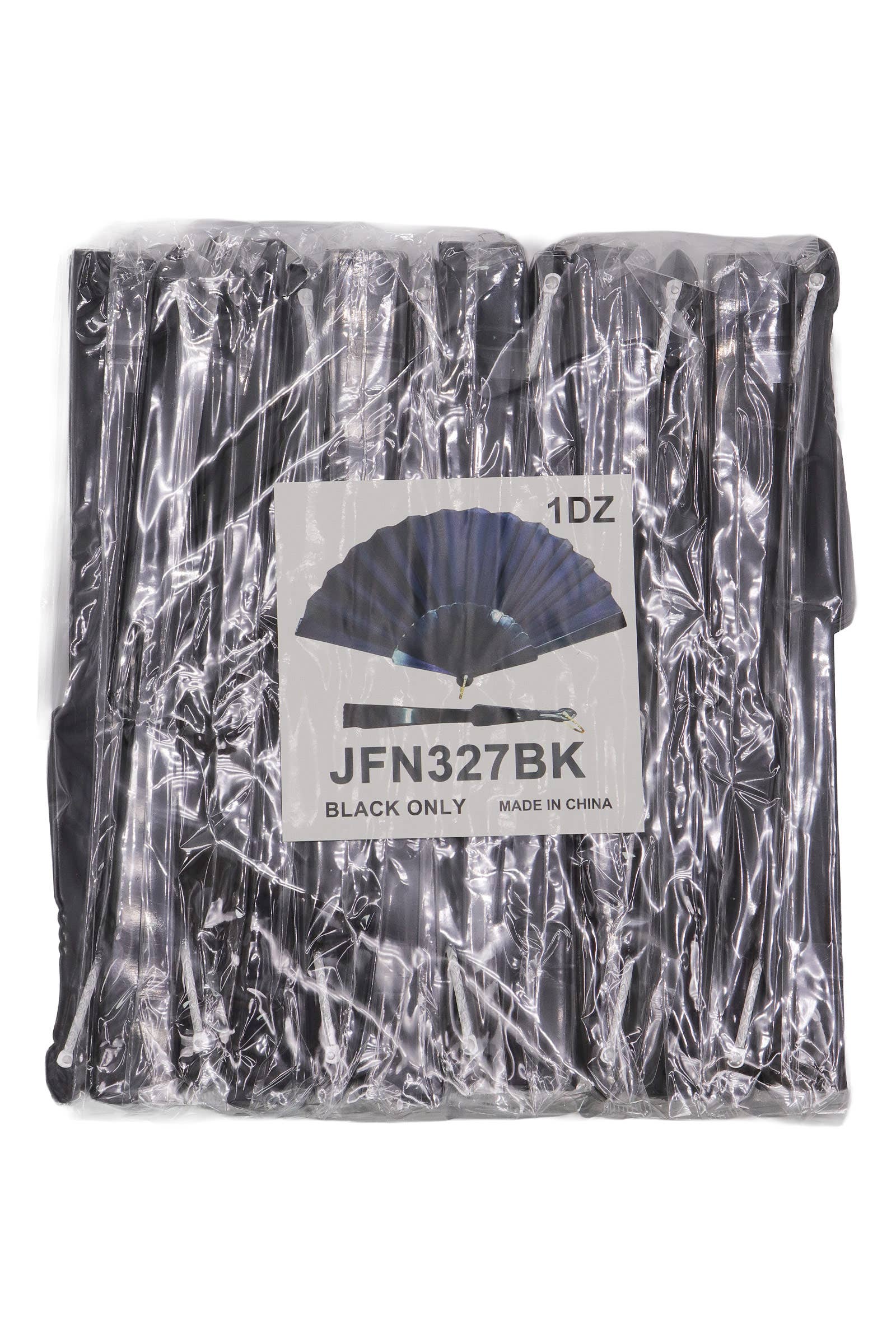 NEGRO Abanico plegable negro monocromático elegante de mano de venta al por mayor en Faire4