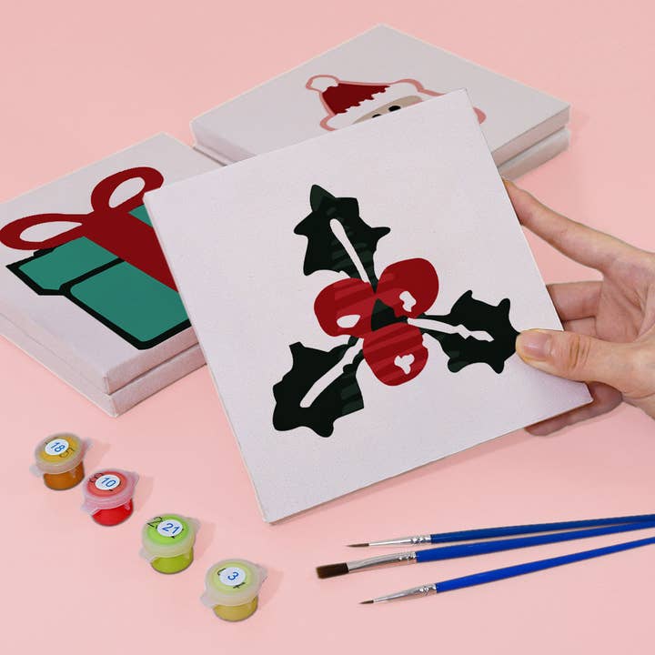 Paint Your Numbers – wholesale DIY craft kit – Holiday Treasures 4 Pack Mini Paint by Numbers Kit6