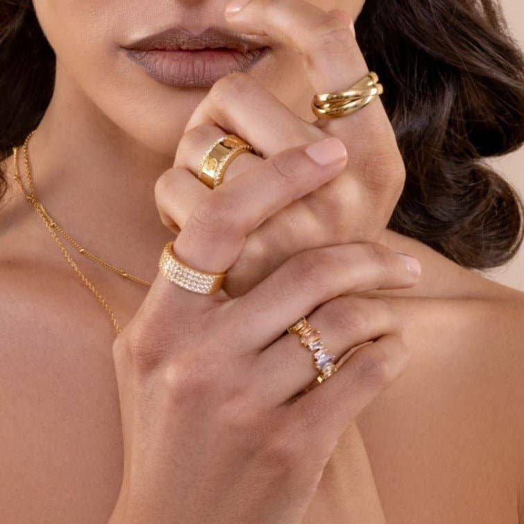 BLAIR - Wholesale Ring met meerdere stenen - LILLY RING (WITTE STENEN)3