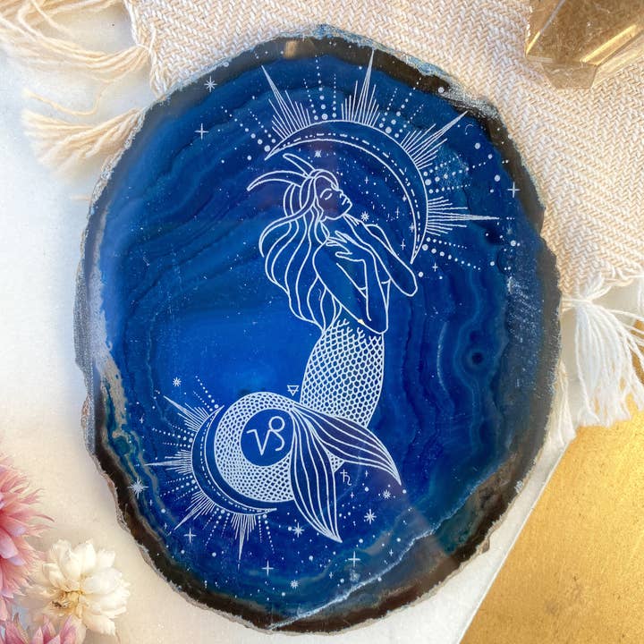 Capricorn Zodiac Symbol Agate Slices Astrology Horoscope for wholesale by Fractalista Designs