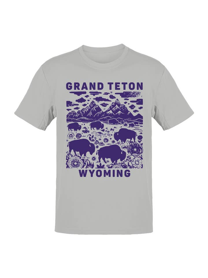 Grand Teton Wyoming Bison Landscape Men's T-shirt for wholesale by TShirtGuys.com