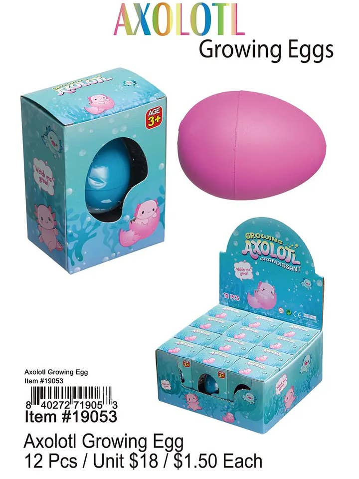 Axolotl Growing Egg 12 Pcs. . for wholesale by Puka Creations