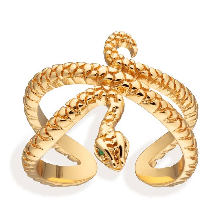 Anello da dito a forma di serpente per la vendita all'ingrosso da parte di Scream Pretty - Recycled Sterling Silver Jewellery