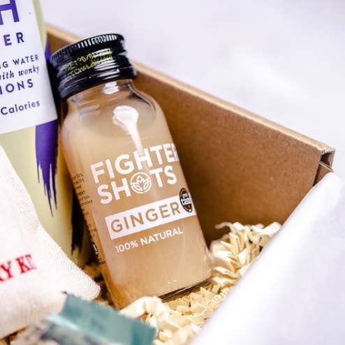 Fighter Shots – wholesale Wellness juice/tonic – Ginger - organic cold pressed ginger, glass bottle, 12x60ml