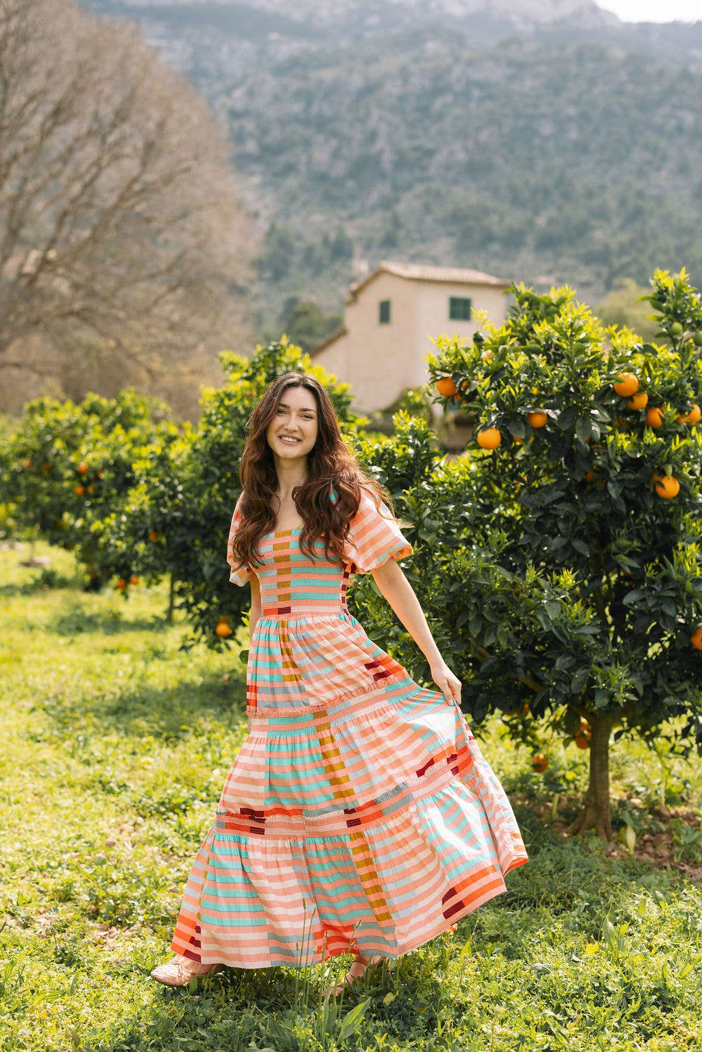 Sunshine Tienda - Wholesale Dress - Women's - Apricot Colorful Stripe Tula Dress2