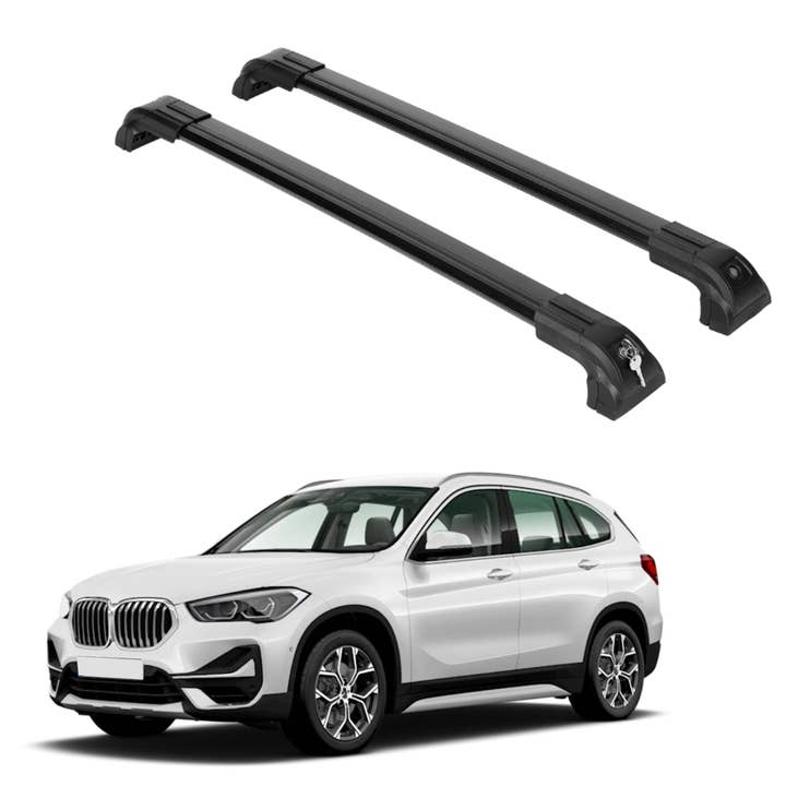 Heavy Duty 220 lbs Roof Rack Crossbars Fits BMW X1 2023-2025 With Metal Mounts Black for wholesale by Erkul Auto USA
