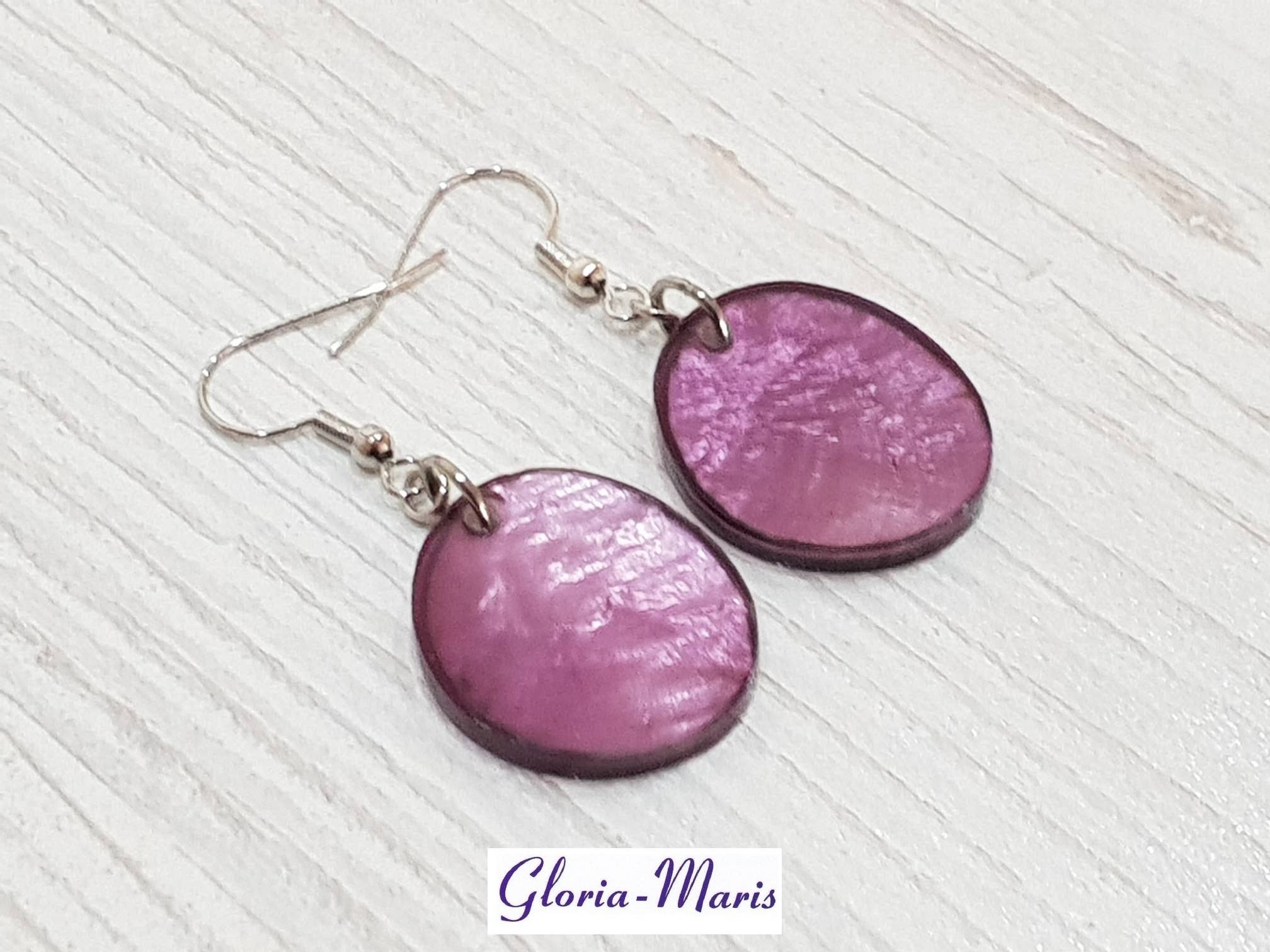Gloria-Maris - Wholesale Dangle Earrings - High quality earrings made of Capiz shells 22x25mm/CE-01151