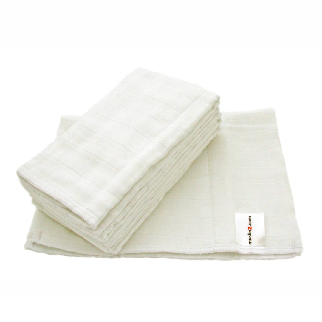 Muslinz - MerryGoRoundUK Ltd - Wholesale Diaper (Cloth) - Baby - MuslinZ 6pk Unbleached Organic Cotton Muslin Prefold