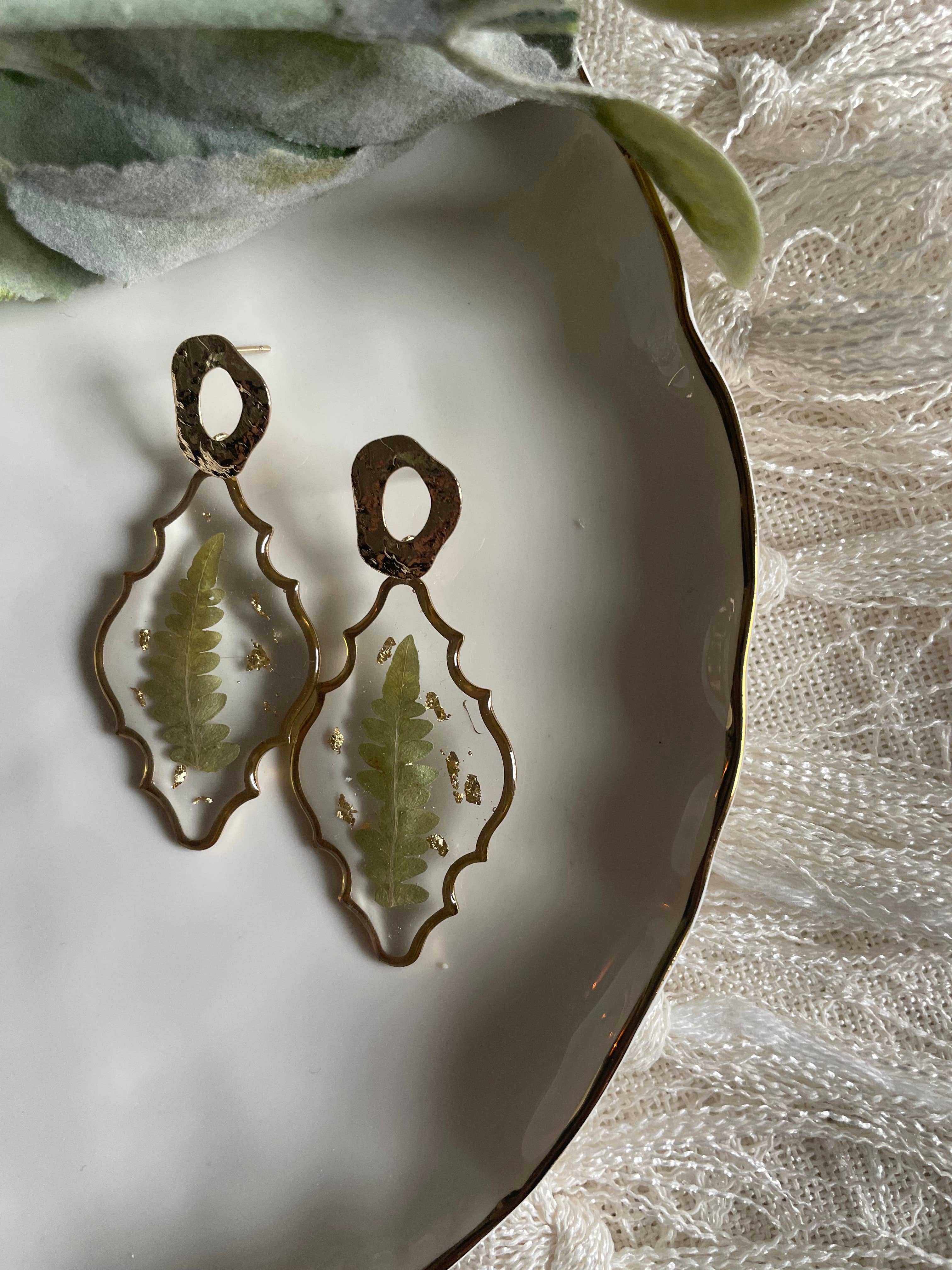 Jewelry & More By KristiCo - Wholesale Dangle Earrings - Fern Leaf & Resin Earring0