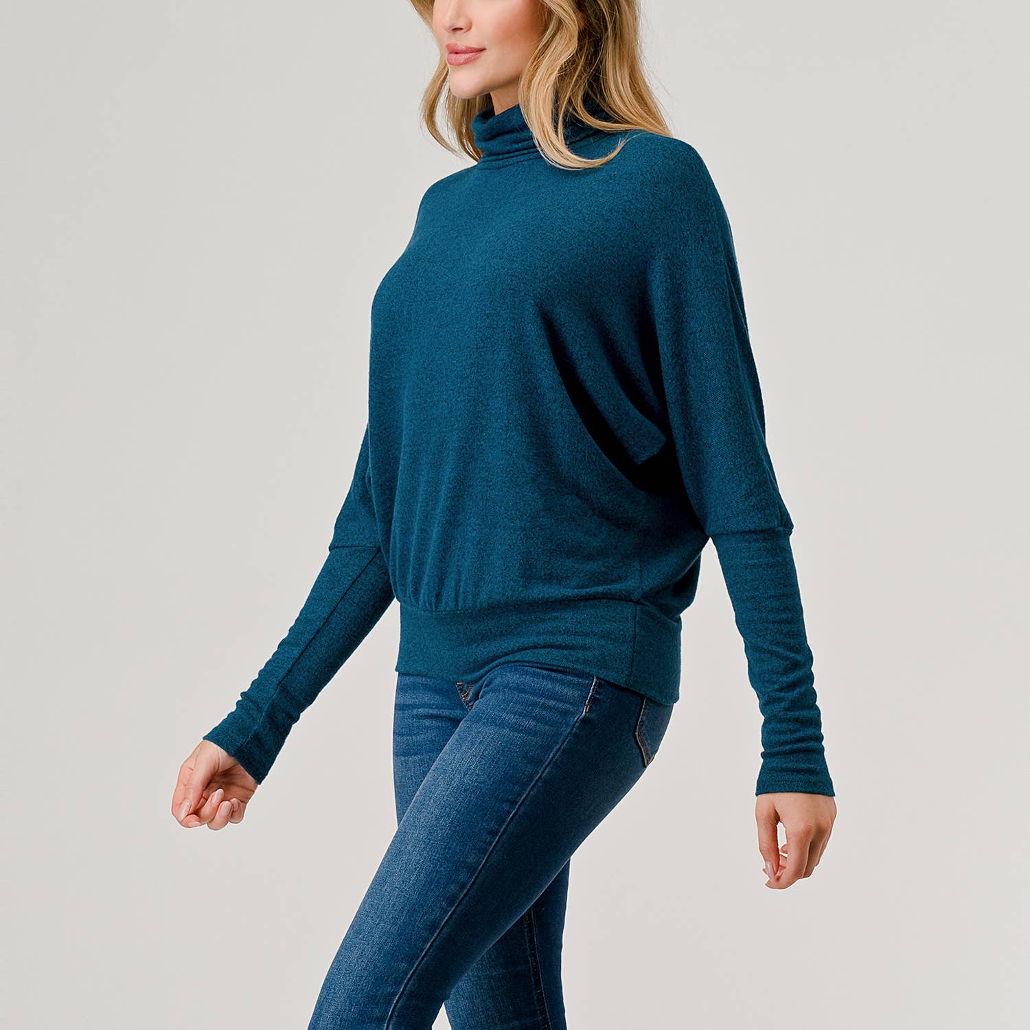 Heimious - Vente Haut en maille – femme - Haut en tricot brossé à manches longues et col roulé, T5343