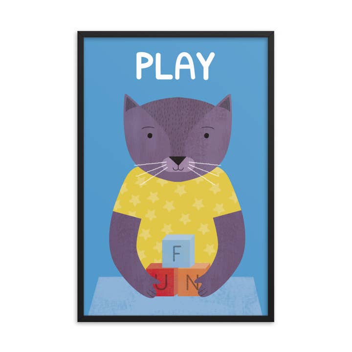 Playful Cat Kunstdruck, gerahmt, Englisch für den Großhandel von gabo and mateo designs