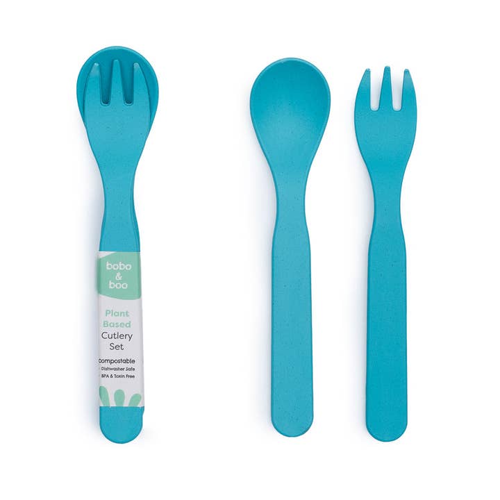 Bobo&Boo Plant-Based Cutlery Set - Blue for wholesale by Bobo & Boo AUS