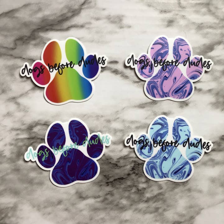 Dogs Before Dudes Paw Print Vinyl Sticker for wholesale by MDStickerShop