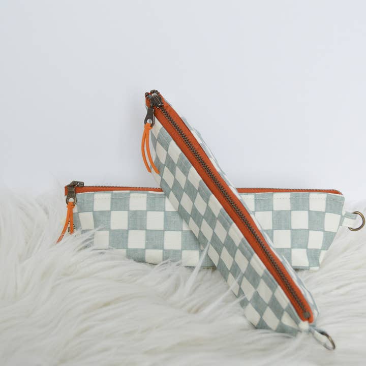 Checkered Boxy Pencil Pouch for wholesale by Fern & Arrow